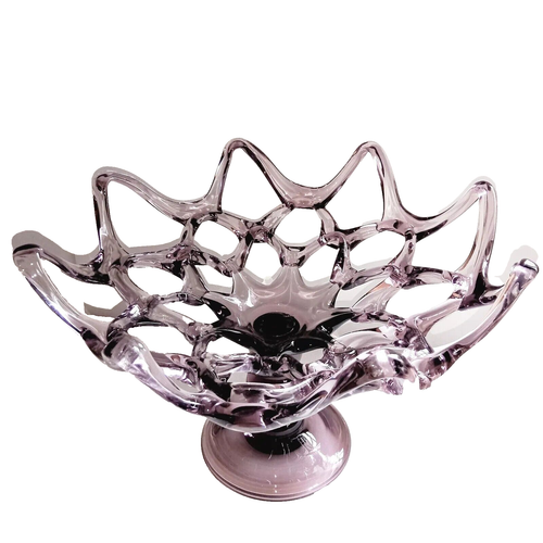 Coupe en Verre de Murano Violet Tressé 44 cm et 4 kg style Barovier
