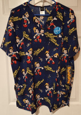 Pinocchio Cherokee Scrubs Disney Tooniforms Mens V Neck Top Sz Large NEW