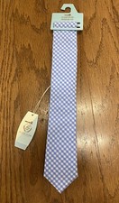 NEW Dillards Boy's Class Club Gold Label 50" Blue Plaid Seersucker Cotton Tie