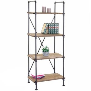 Standregal HWC-D96, Ablageregal Industriedesign 4 Ebenen Holz Metall