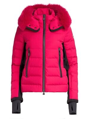MONCLER Grenoble Lamoura Fur Trim Parka Ski Jacket in Pink MONCLER Grenoble Lamoura Fur Trim Parka Ski Jacket in Pink