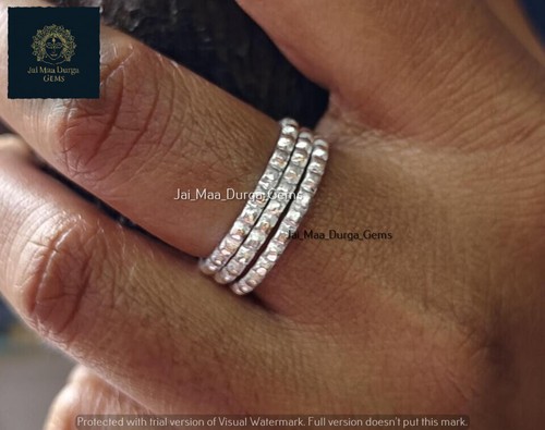 3 Set of rings, GS Silver micro Stacking ring, ball beaded band, women jewelry - Picture 5 of 5
