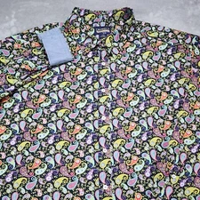 Cremieux Premium Denim Shirt Mens XXXXLB Black Paisley Long Sleeve Button Up