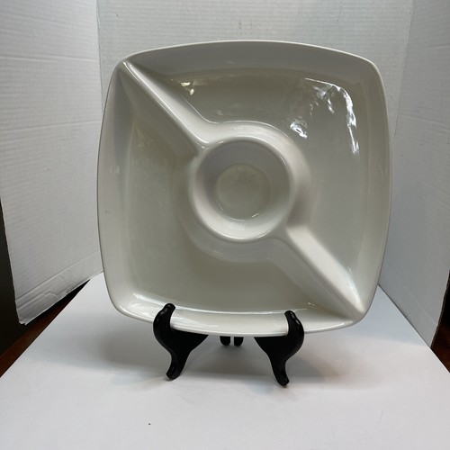 Over & Back White Ceramic Divided Vegetable Tray Dish 12.5 x 12.5 - Picture 12 of 12