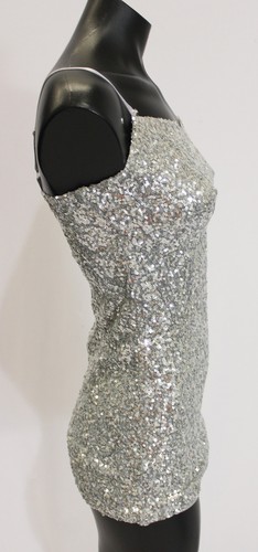 Sugar & Jade Girl's Zip Back Sequin Slip Dress EJ3 Silkworm Small (Size 8) - Picture 3 of 5