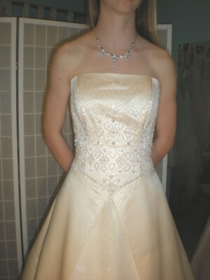 Maggie Sottero New!! Gold Wedding Gown Size 12 Satin & Organza | eBay