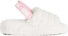Zapatillas con correa de novia de piel blanca para despedida de soltera decoraciones día de boda M/L