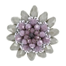 Dazzling Chrysanthemum Gray and Purple Crystal Flower Blossom Adjustable Ring