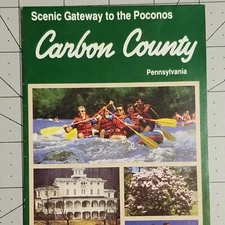 CARBON COUNTY MAP PENNSYLVANIA SCENIC POCONOS MOUNTAINS TRAVEL GUIDE BROCHURE