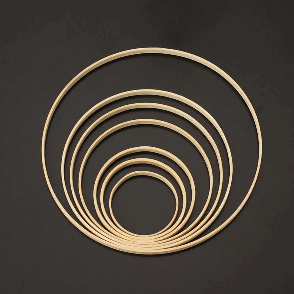 10Pcs Round Wooden Dream Catcher Ring Bamboo Hoop DIY Crafts Tools 10 - 40cm - Image 4 of 4