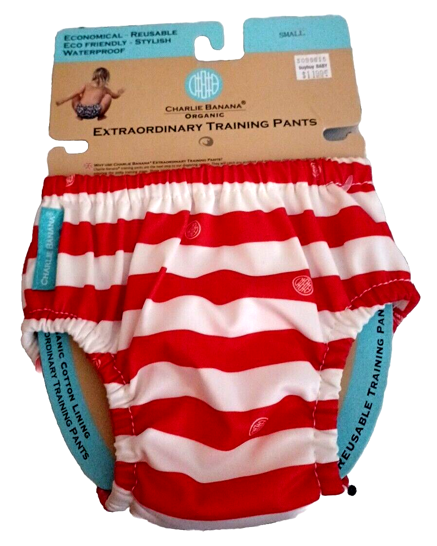Charlie Banana Swim Diapers Training Pants Boy Girl Size S RED WHITE  STRIPES NEW