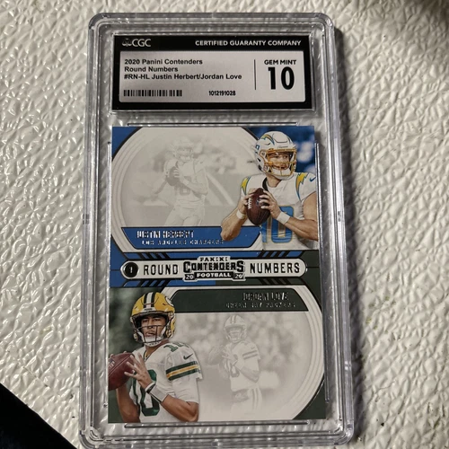 2020 Panini Contenders - Round Numbers #RN-HL Justin Herbert Jordan Love CGC 10