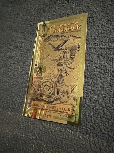 South Dakota Goldback .999 Gold Bullion Private Collector Currency 24K ...