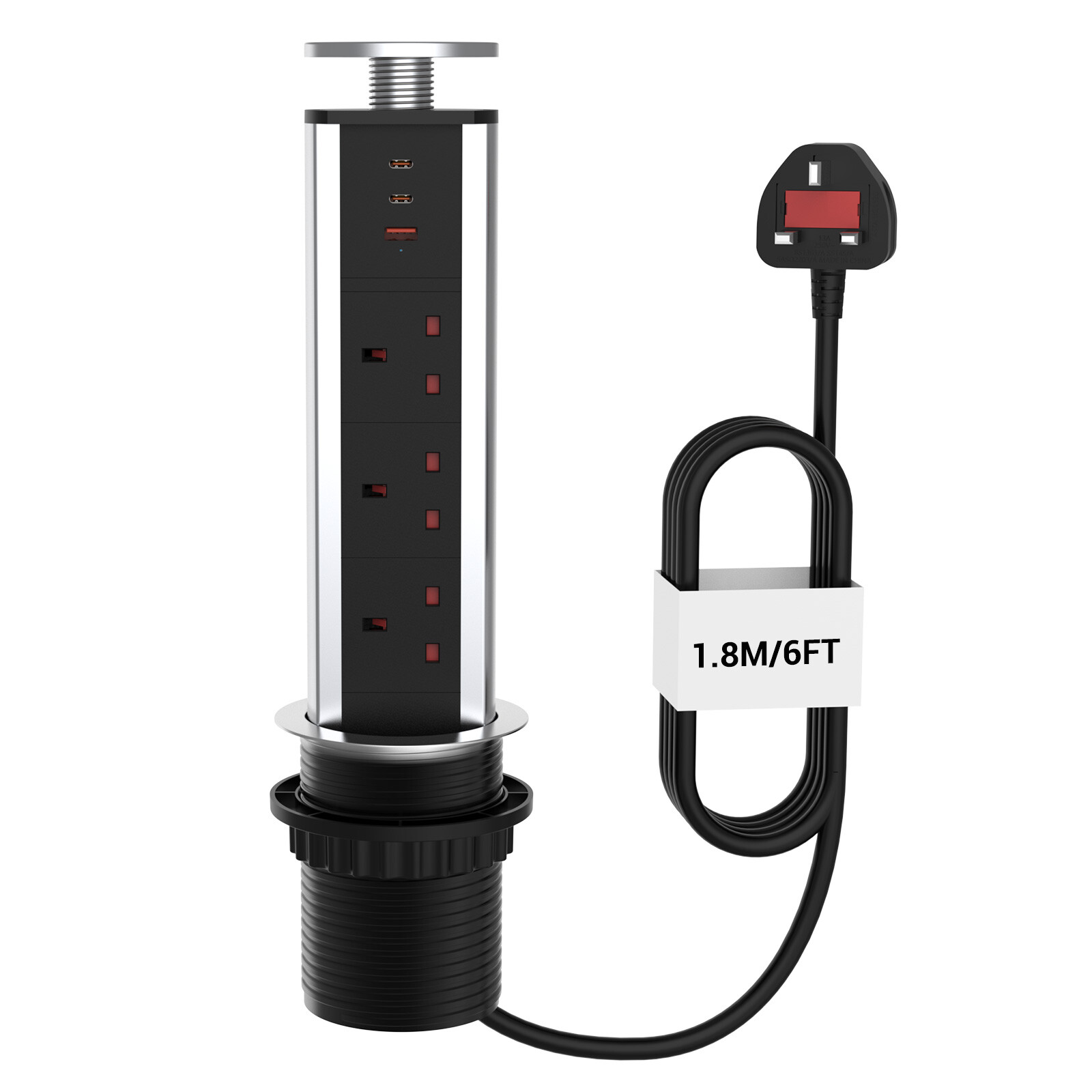 Table Pull Pop Up Socket USB 2 & Type-c Electrical Desktop Sockets For Kitchen