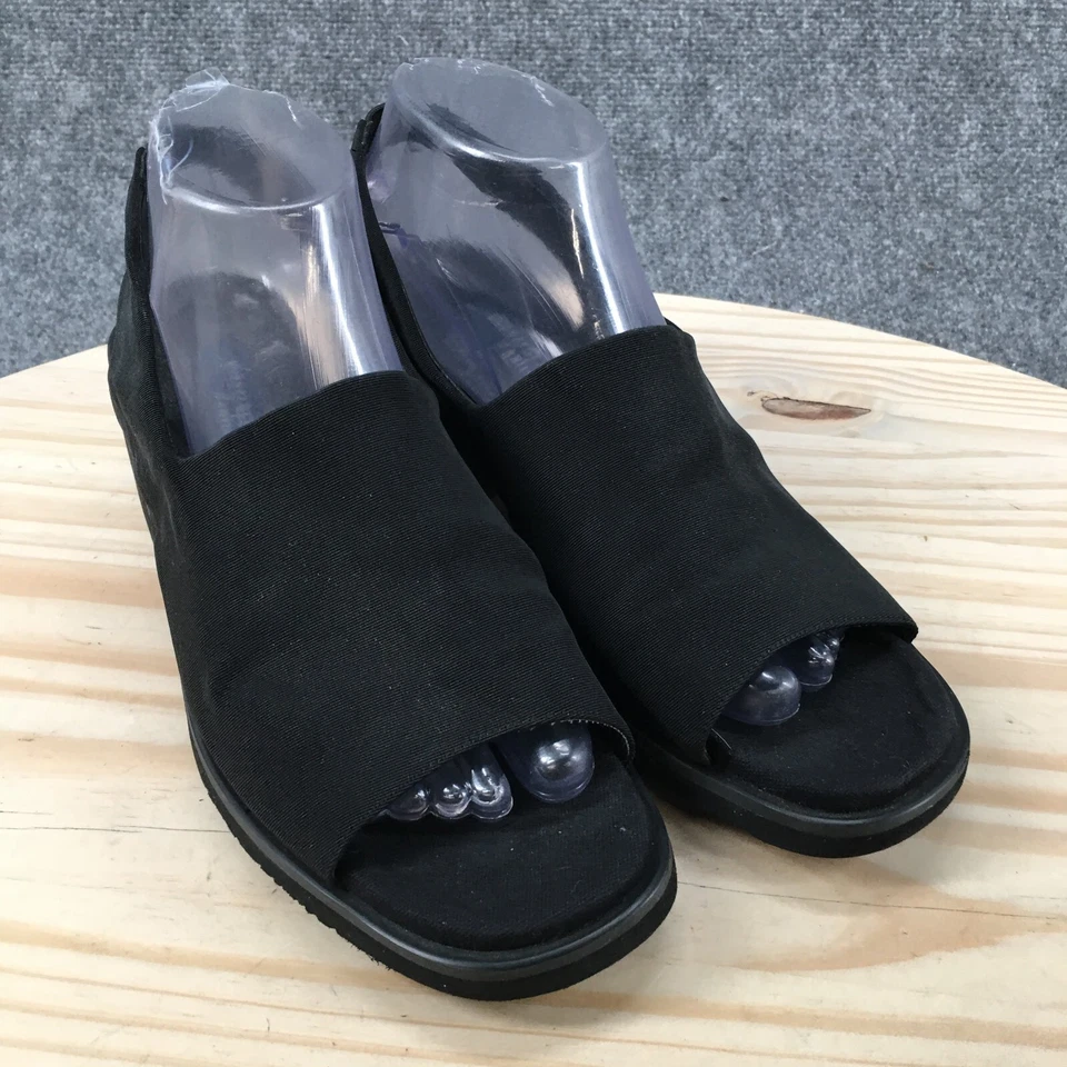 Sandalias Easy Spirit para mujer 9,5 M con cordones de tela negra punta abierta tacones en bloque Foto 3 de 4