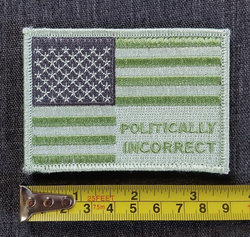 Lot of 10 POLITICALLY INCORRECT USA American Flag Patches ~ Green Hook & LOOP - Picture 4 of 6