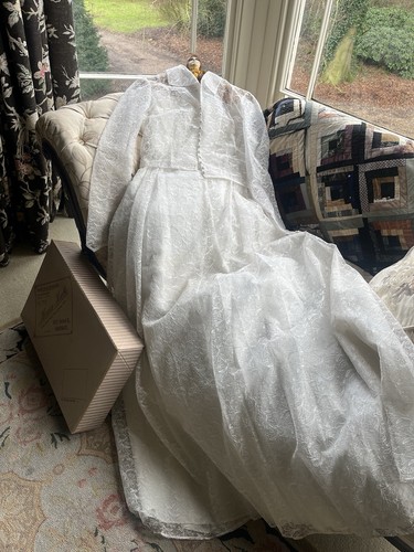 Vintage 50's Wedding Dress & Matching Bolero /Jacket. UK 8-10. Original Box. VGC - Picture 24 of 24