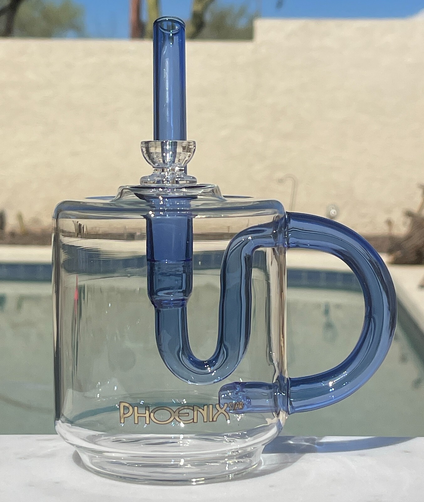 Phoenix Blue 7" Glass Inline Percolator Slush Cup Bong Bubbler Hookah water pipe