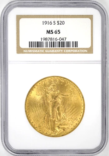 1916-S $20 Gold St. Gaudens Double Eagle NGC MS65