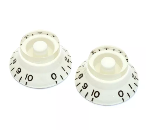 (2) White Bell Knobs for Gibson® & Guitar/Bass w/CTS 6mm Split Pots PK-0140-025