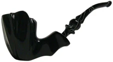 Erik Nording Freehand Ebony Black Smooth Full Bent Tobacco Smoking Pipe - 5406K