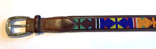 Brighton Unisex Belt M/L 34 Bead Full Grain Leather Southwest