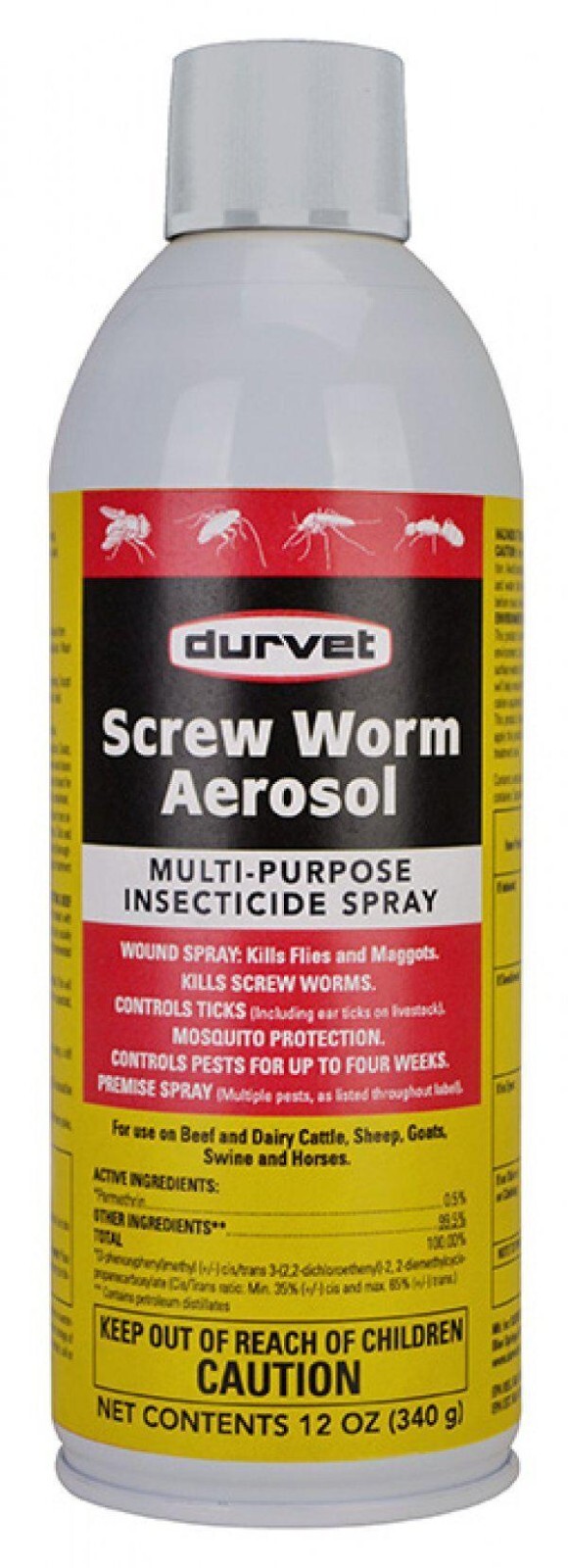 Durvet Screw Worm Aerosol Spray Multi Purpose Insecticide 12 oz.