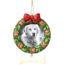 ღ New JIM SHORE Christmas Tree Ornament DOG WREATH Holiday Decor Photo Paw Bone