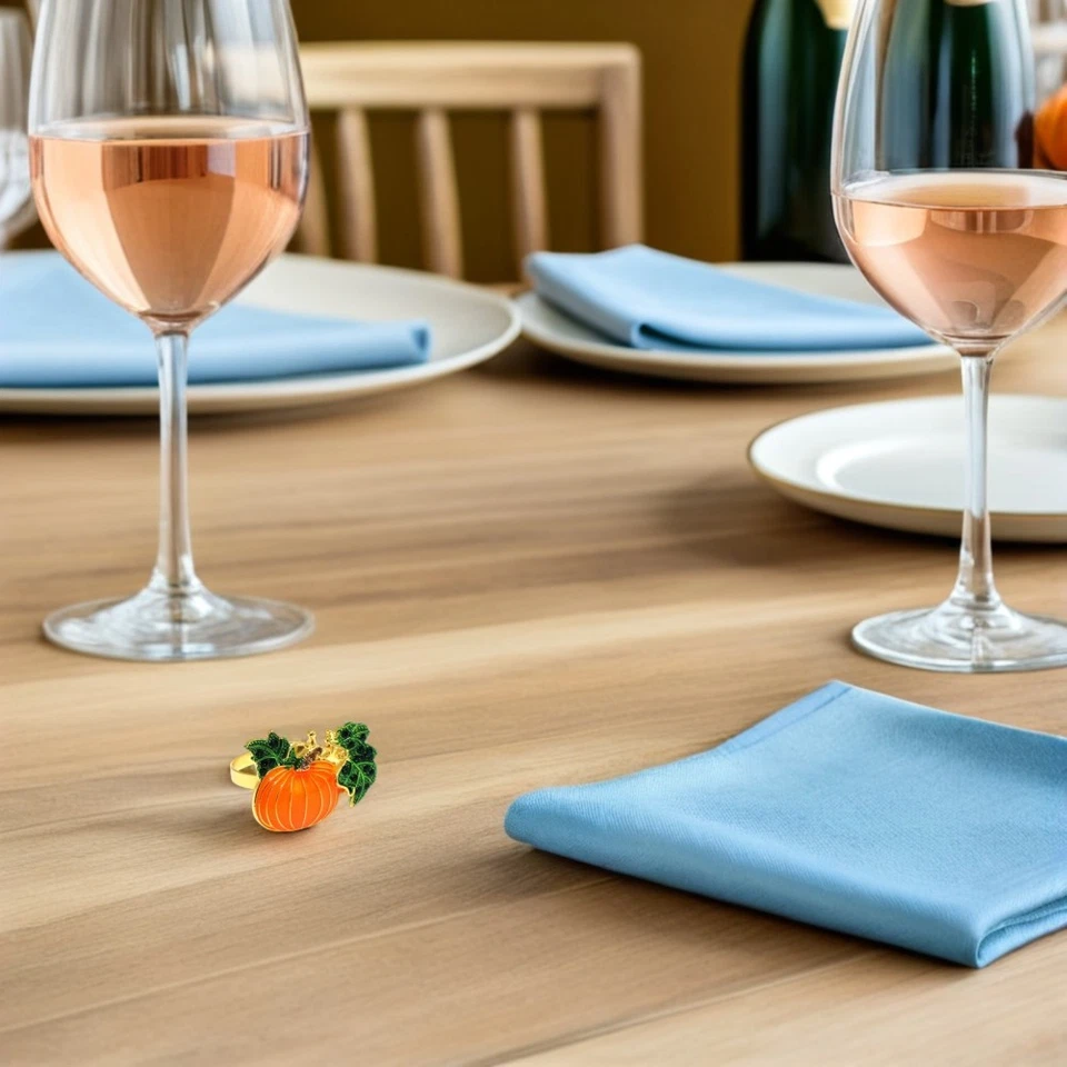  4 Pcs Rond De Serviette Citrouille Porte-serviettes Anneaux Décoratifs - Immagine 2 di 4