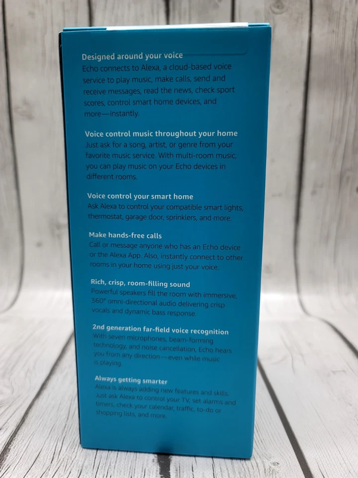 Amazon Echo 2nd Generation Smart Speaker w/ Alexa Heather Gray Fabric New Sealed - Image 3 of 4