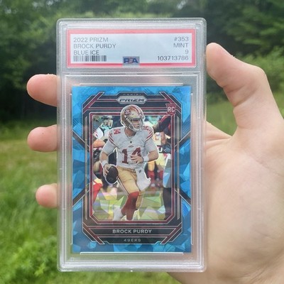 2022 Panini Prizm Brock Purdy Blue Ice Rookie RC #353 /99 PSA 9