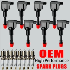 8X OEM Rear Ignition Coil & 8X Iridium Spark Plug For Honda Civic Hybrid 1.3L L4