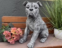 Frostfeste Steinfigur American Bulldog Gartenfigur Steinguss 40 Cm Bulldogge