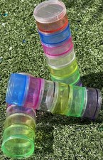 19 Mini Plastic Screw Top Storage Jars Neon Craft Bead Glitter Containers