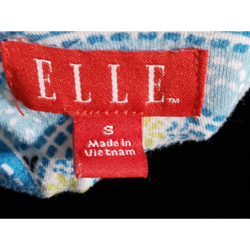 Elle Wrap Dress Womens Small Blue Abstract Cinch Waist Pleated V Neck Foto 3 de 4