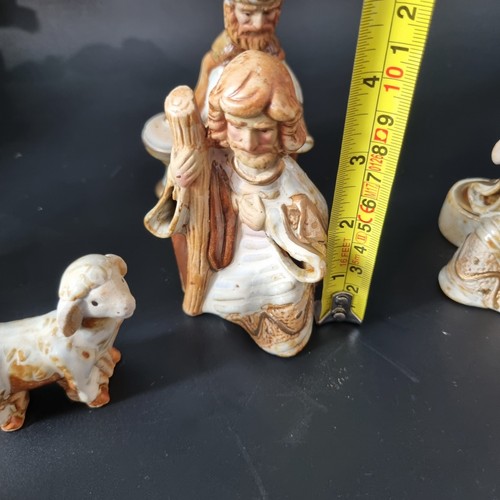 Vintage Dip Glazed Nativity Set 12 Pieces Christmas Xmas Pottery - Picture 12 of 13
