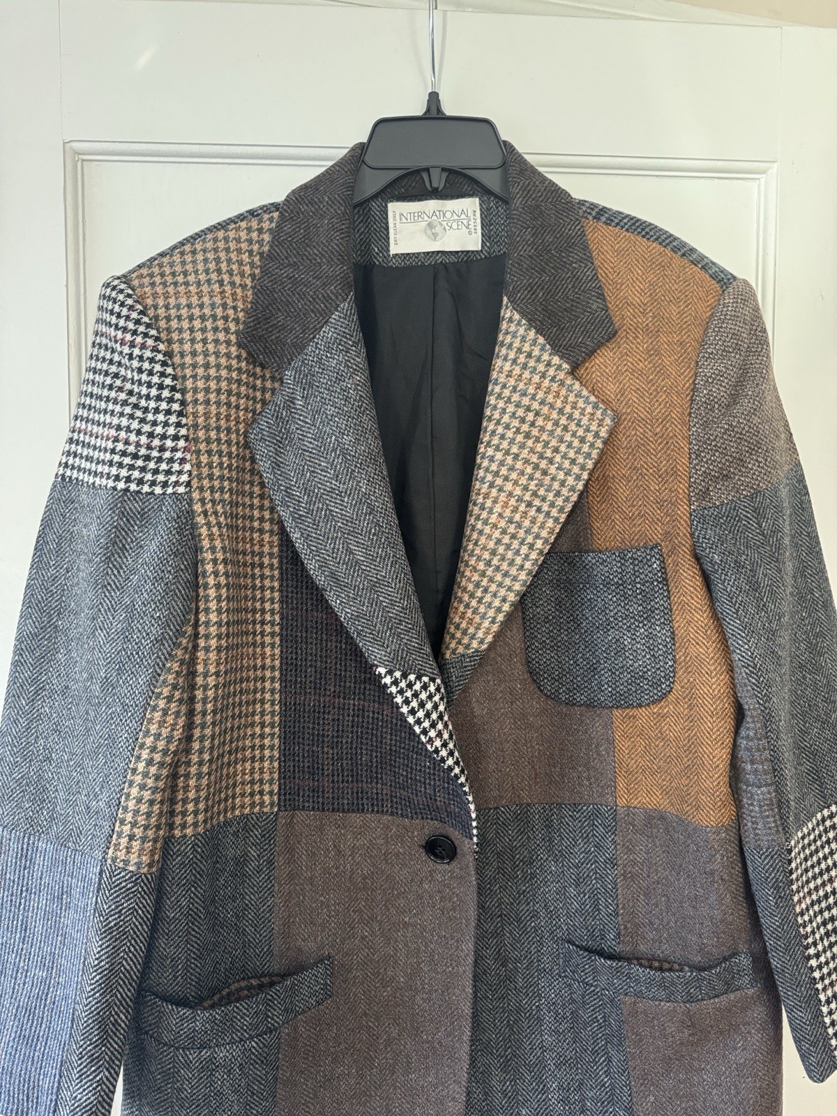 Vintage Patchwork Blazer Jacket | Wool Tweed | 80… - image 2