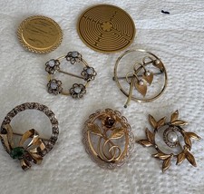 Lot Of Seven: WRE, Krementz, 1/20 12k GF (5) Then (2) Goldtone Brooches