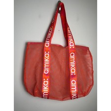 Bolso de Mano de Malla Amika Cremallera Superior Ligero Playa Viaje Gimnasio Viaje Logo Brillante