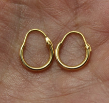 Anciennes Boucles d'Oreilles Créoles en Or Jaune 18K 750 Diamètre 11,50 mm