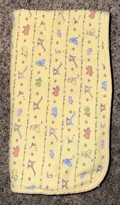 Vintage Carter s John Lennon Baby Receiving Blanket Yellow White Reversible 1999
