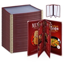 WeChef 30 Pack Menu Covers 8.5 x 11" Book Style 4 Pages 8 Views Restaurant Bar