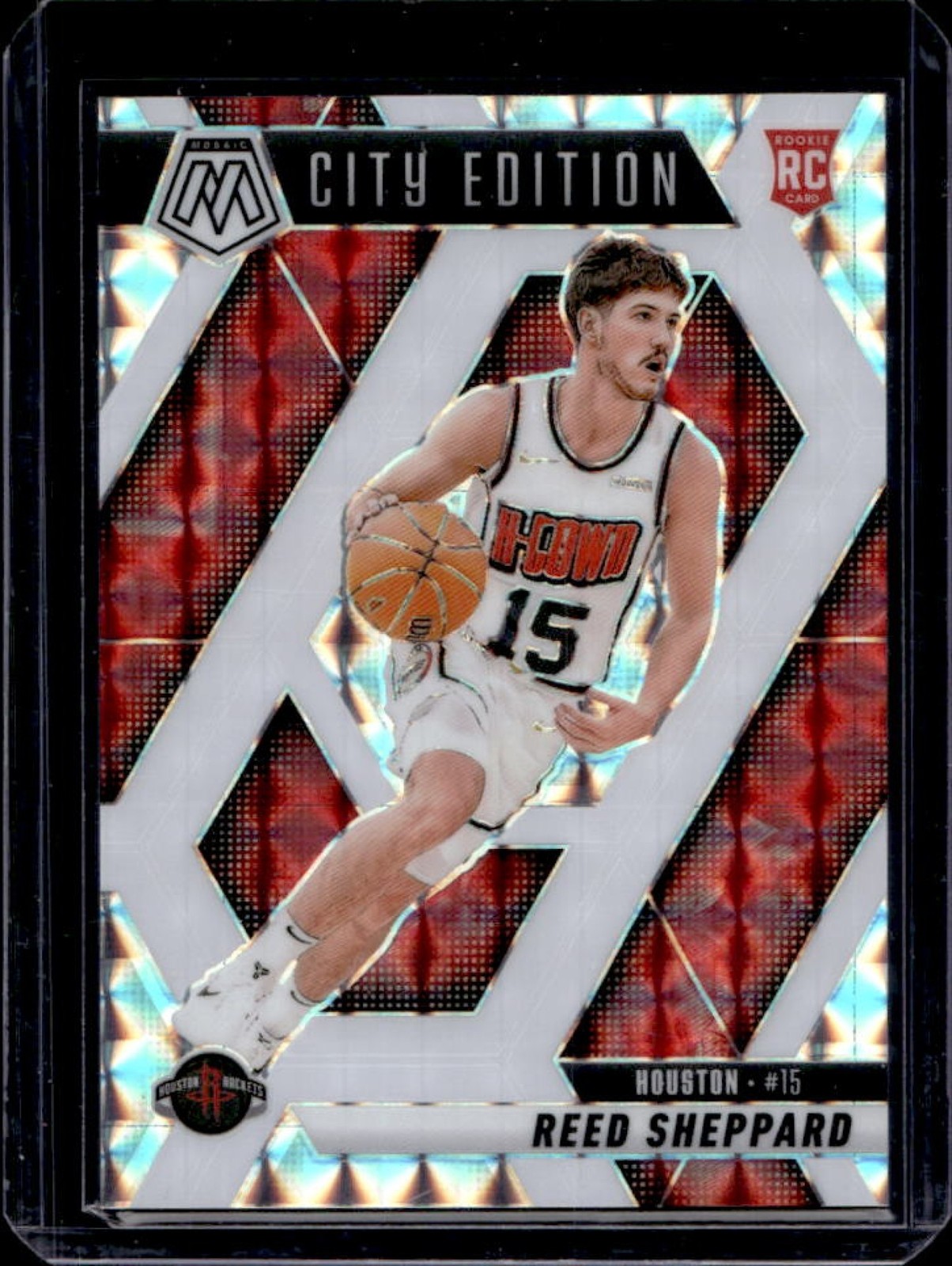 2024-25 Mosaic Reed Sheppard RC Choice White City Edition #9/35 Rockets