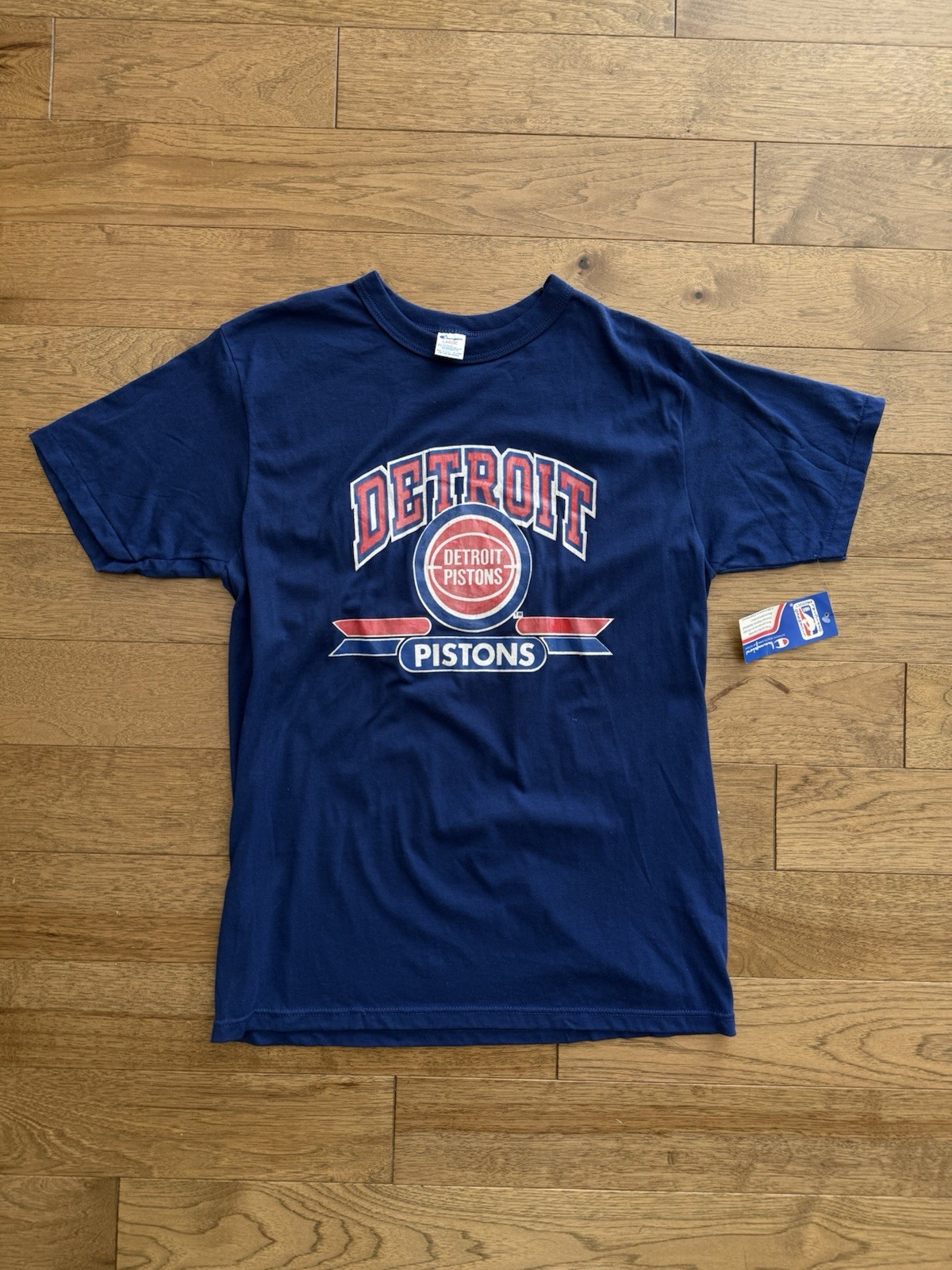 VTG 80s Detroit Pistons Classic Champion Made in USA T Shirt Sz L W/ Tags NOS