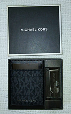 Michael Kors Men's Black Logo 2-Piece Wallet Card Case/ID Holder  Money Clip