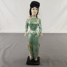 Vtg 1960s Vietnamese Woman Doll In Traditional Dress 17  War Era Souvenir READ  