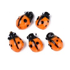 100pcs Orange Ladybug Lampwork Beads Handmade Glass Insect Ladybird Beads DIY