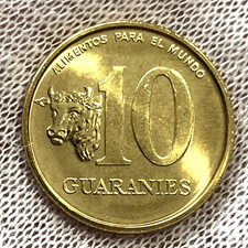 1996 Paraguay 10 guaranies Coin Cow Farm Animal