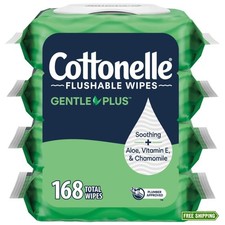 Cottonelle GentlePlus Flushable Wet Wipes with Aloe  Vitamin E, 4 Flip-Top...
