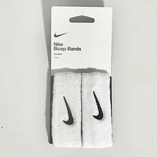 Nike Swoosh White Black Football Bicep Bands 2 Pack